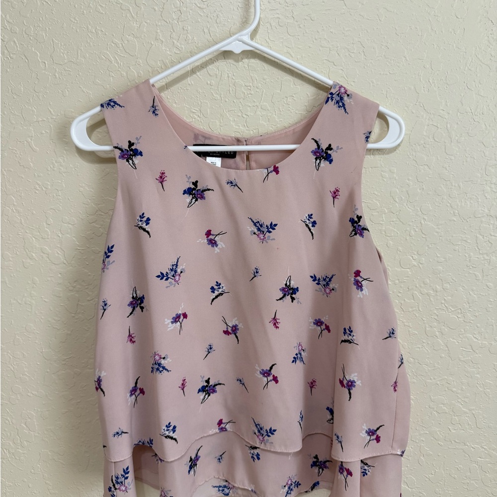 Simply Styled Pink Floral Layered Blouse